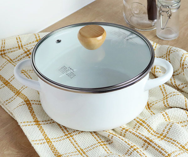 楽天市場】両手鍋 18cm IH対応 ホーロー 蓋付き アミュレット （ ガス