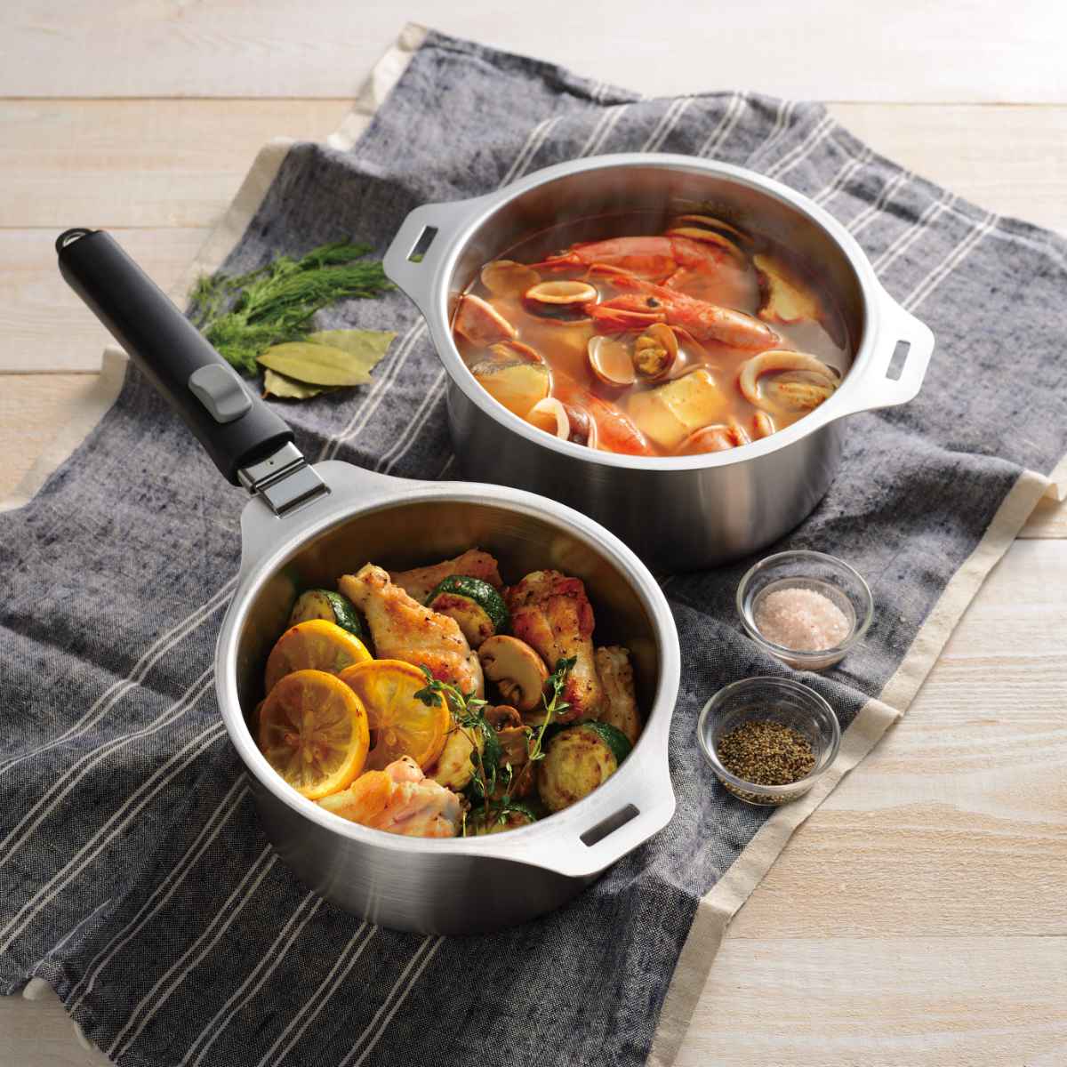 楽天市場】鍋9点セット IH対応 蓋付き 着脱式ハンドル2本付き 蒸し台