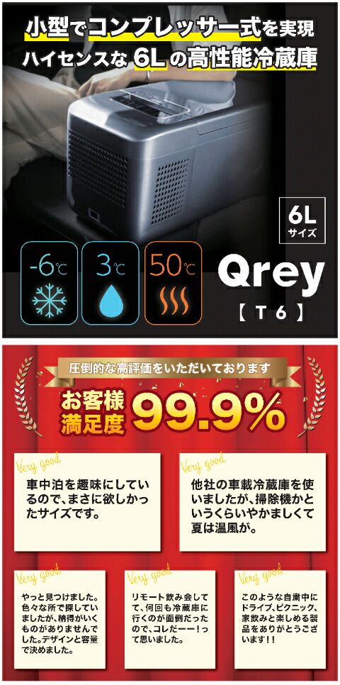楽天市場】Qrey 6L ポータブル冷蔵庫 車載 小型 冷蔵冷凍庫 ミニ 保冷