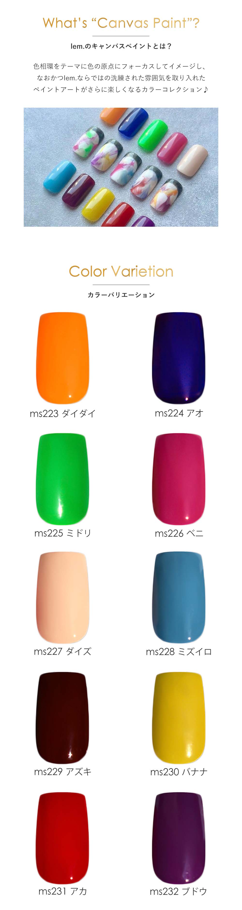 楽天市場】lem. レム カラージェル キャンバスペイント シリーズ 10色