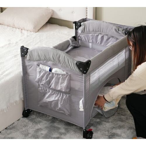 楽天市場】ベビーベッド 最短当日発送 折りたたみ可能で添い寝対応の高