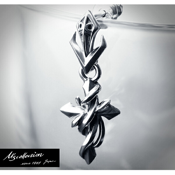 エムズコレクション クロス ツタ チャーム シルバー ピアス 1P 片耳用