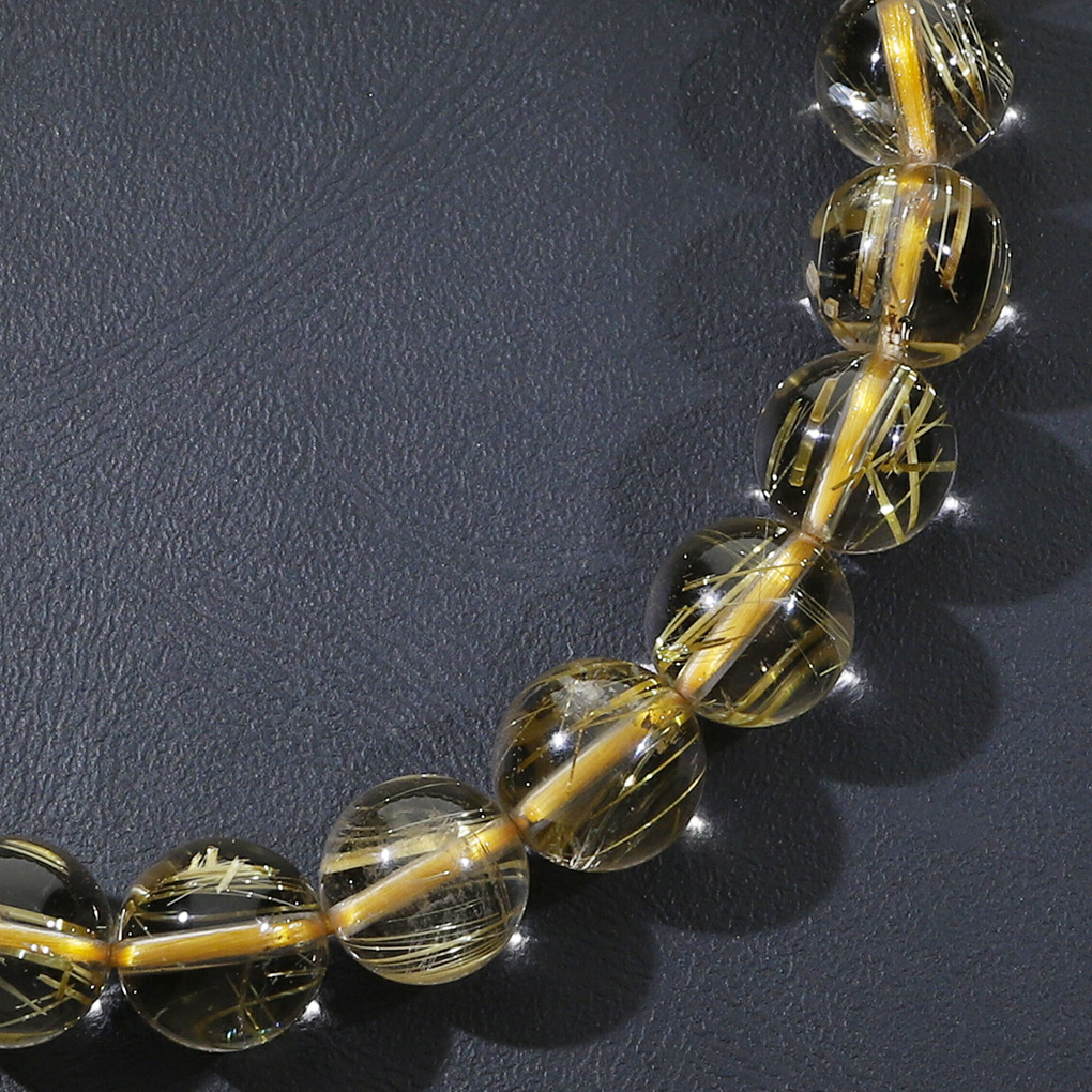 ゴールドルチルクォーツ 6A グレード ブレスレット 8.5mm 17.5cm