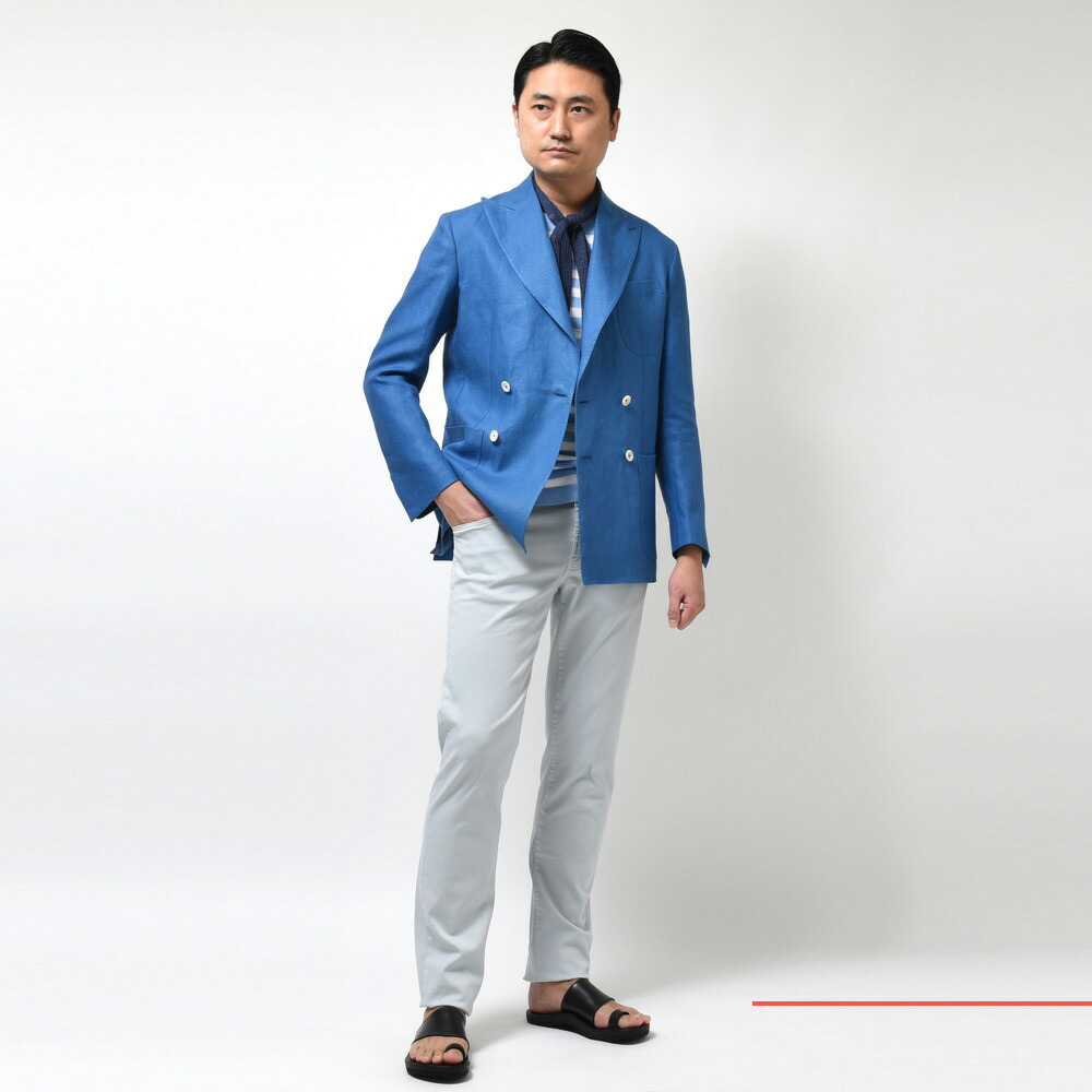 De Petrillo（デ ペトリロ）リネンソリッド4Bダブルジャケット NUVOLA