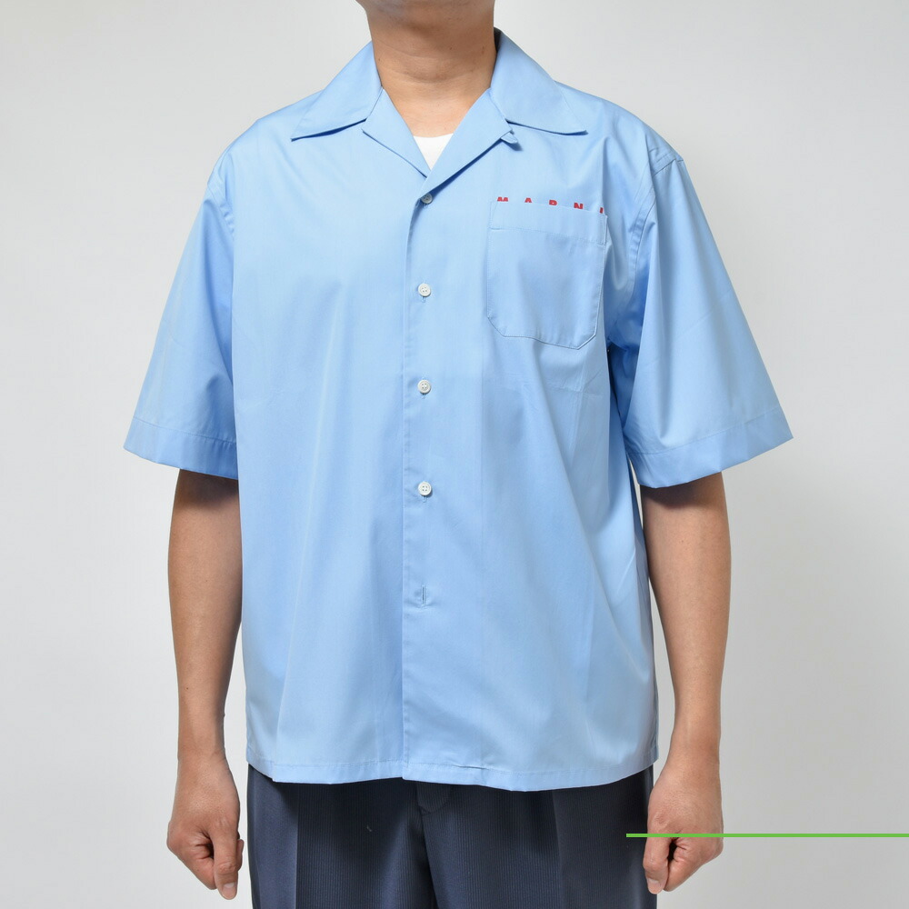 MARNI（マルニ）コットンポプリンオープンカラーロゴS/Sシャツ