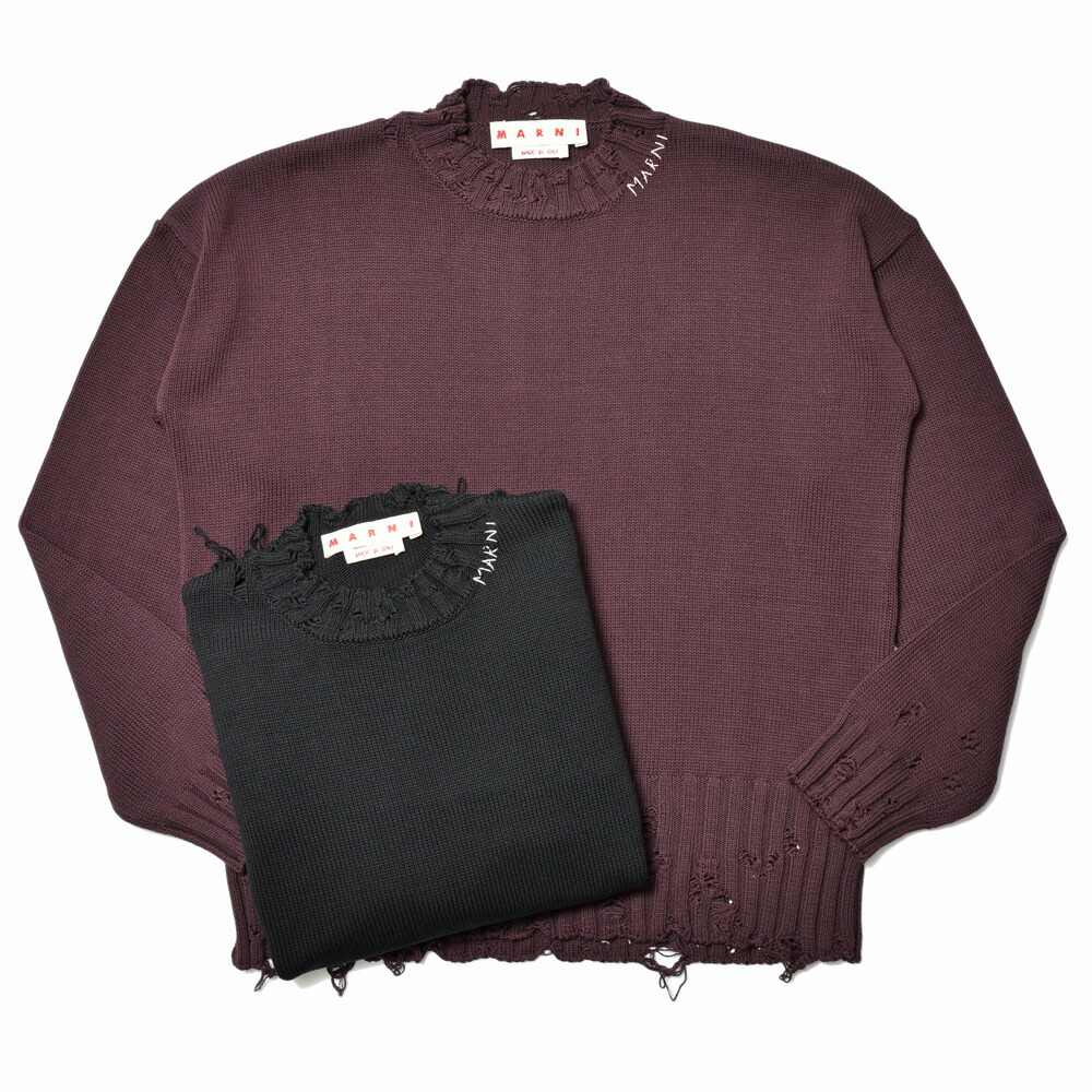 SALE】MARNI（マルニ）コットンダメージクルーネックニット GCMG0210A0