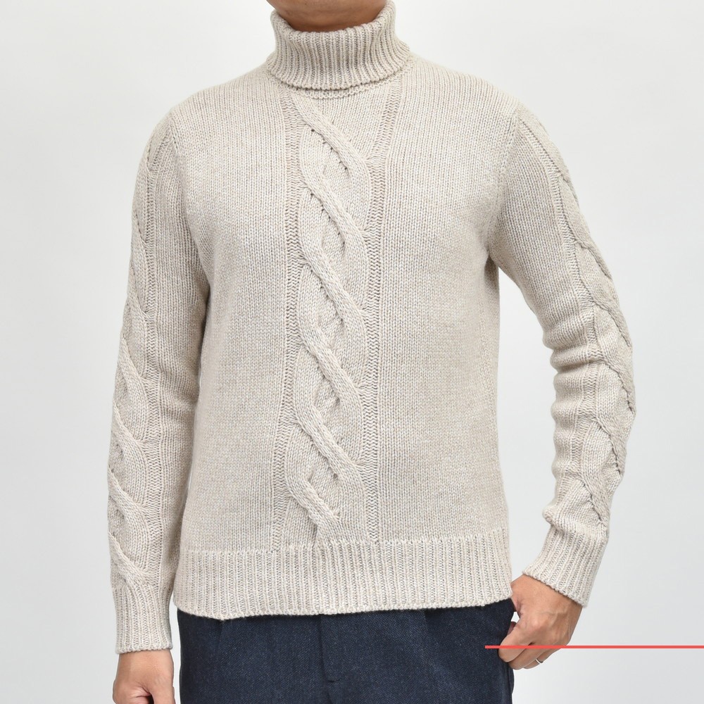 ZANONE（ザノーネ）ミドルゲージウールケーブルタートルネックニット