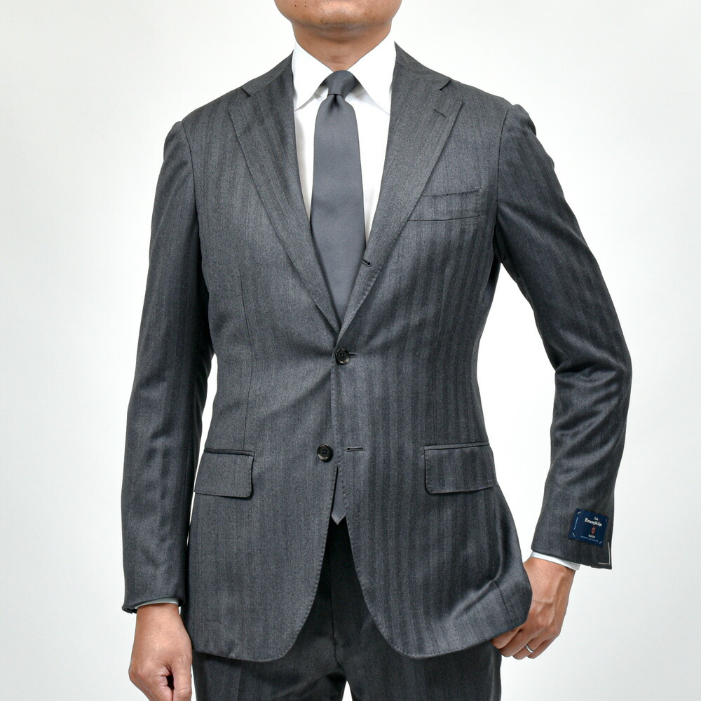 guji（グジ）ウールヘリンボーンストライプ3B1プリーツスーツ MADE BY