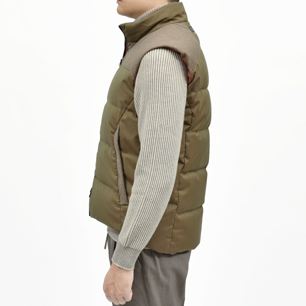 SEASE（シーズ）FEATHER VEST REVERSIBLE ウールナイロンヘリンボーン
