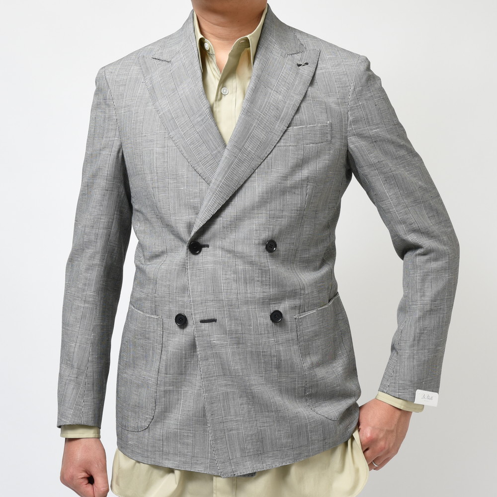 De Petrillo（デ ペトリロ）ウールリネングレンチェック4Bダブル