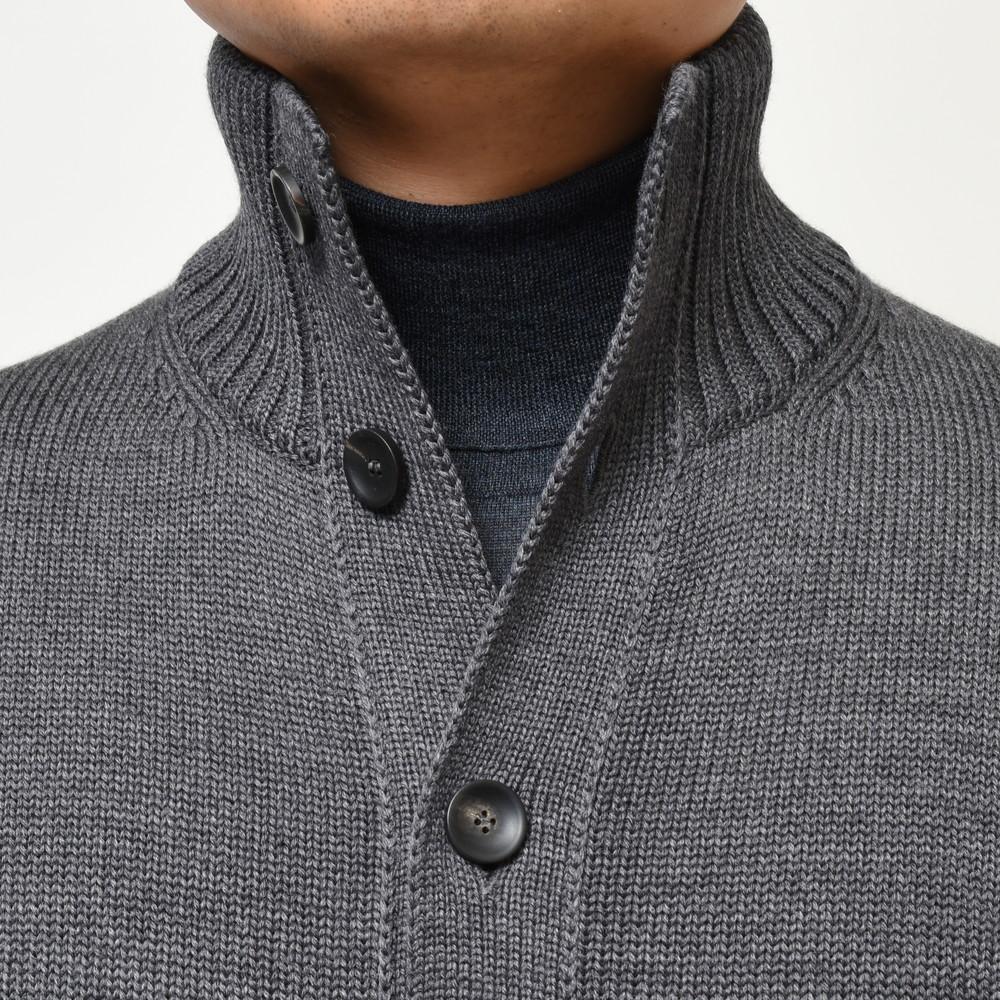 SALE】ZANONE（ザノーネ）5ゲージウールソリッドスタンドカラーニット