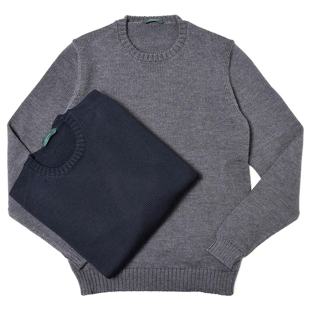 ZANONE（ザノーネ）5ゲージウールソリッドクルーネックニット GIRO