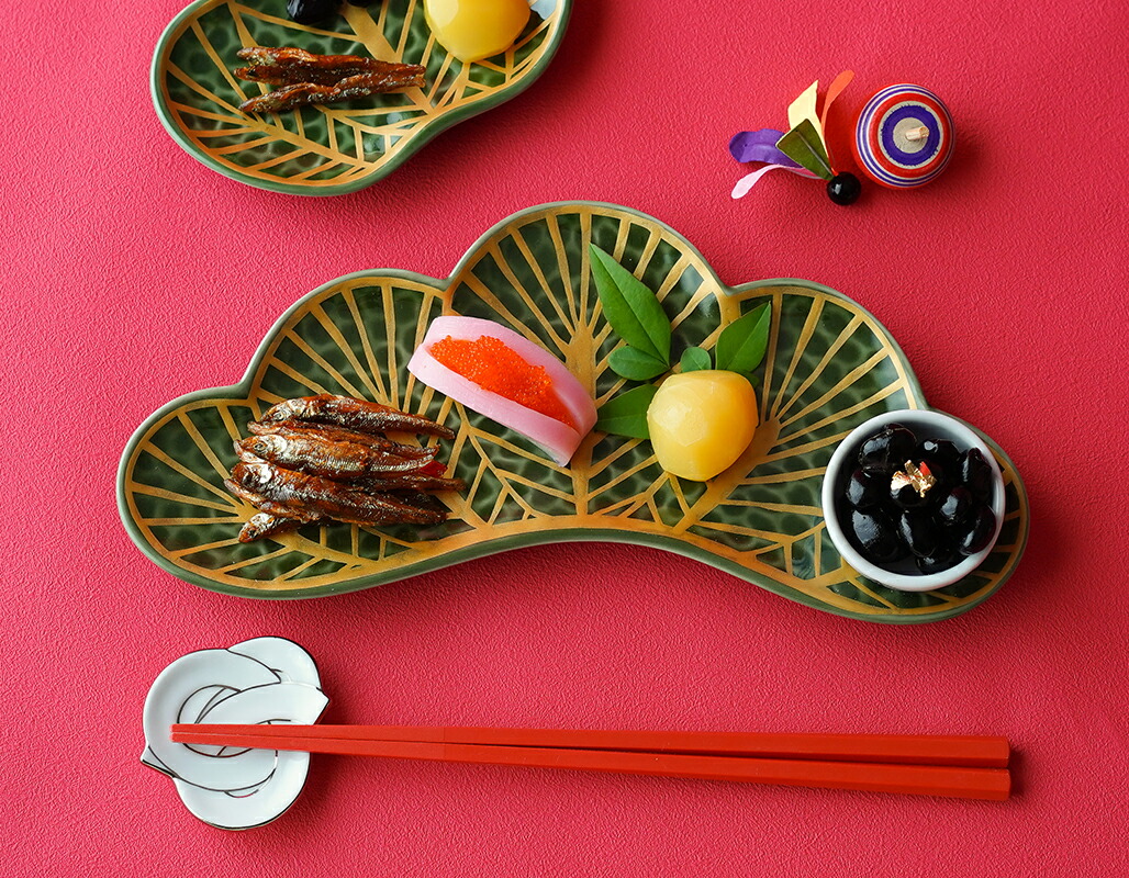 楽天市場】【3/1限定 P5倍】錦茶緑金松葉型 前菜皿 25cm 幸楽窯 有田焼