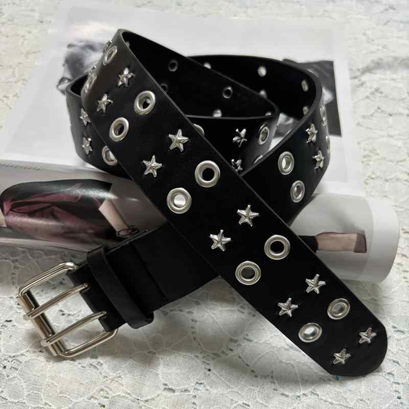楽天市場】スタッズ ベルト レザー パンク ブラック スター メンズ