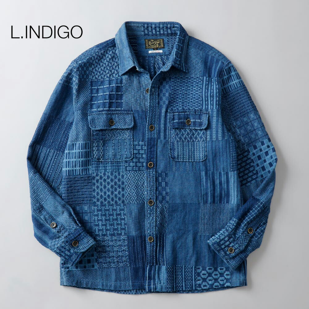 楽天市場】インディゴ シャツ メンズ 長袖 日本製 ジャガード織り 水牛