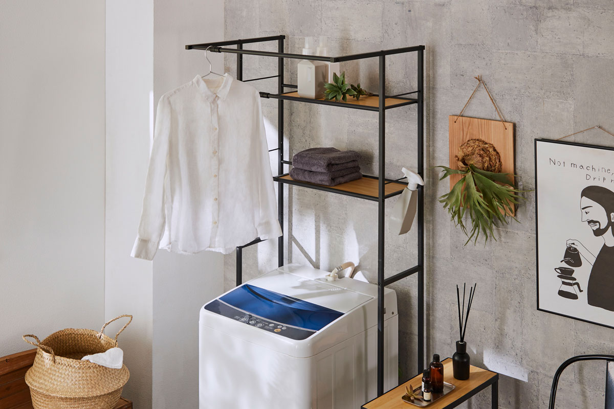楽天市場】【公式】HEIAN SHINDO 洗濯機ラック ハンガーバー付き