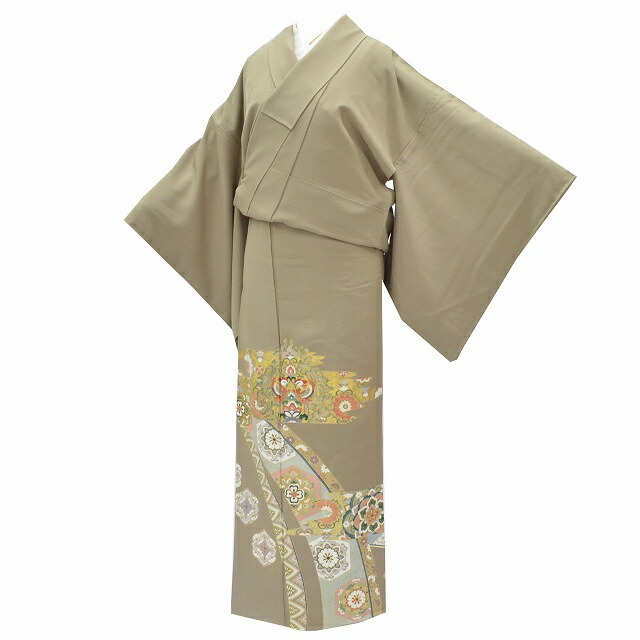 20%OFF☆P10倍／色留袖 正絹 仕立て上がり 一つ紋 落款有 訪問着仕立て