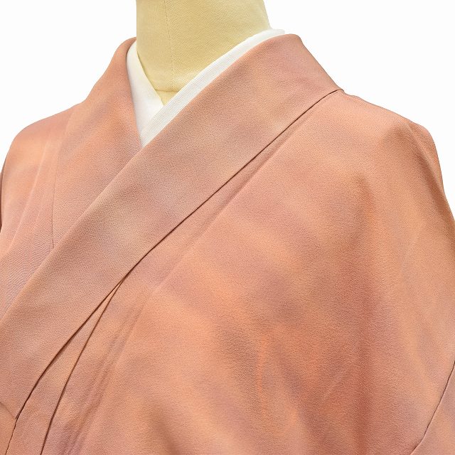 20%OFF☆P10倍／色無地 正絹 リサイクル着物 仕立て上がり 縮緬 紋付