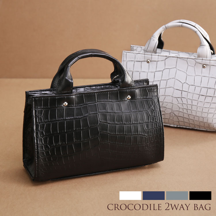 楽天市場】クロコダイル ハンドバッグ 日本製 2WAY レディース 小さめ