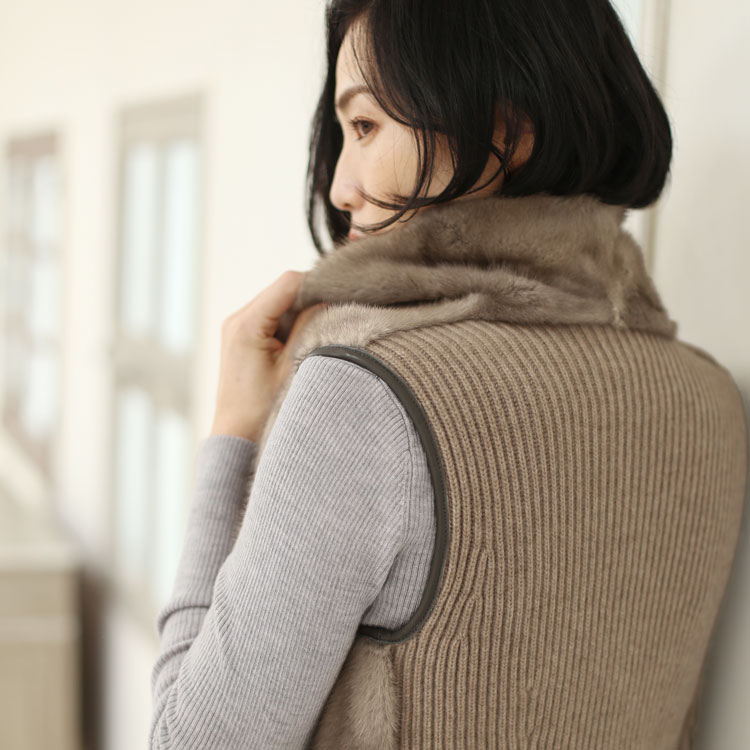 楽天市場】【40%offクーポン】ミンク ラム革 カシミヤ ニット