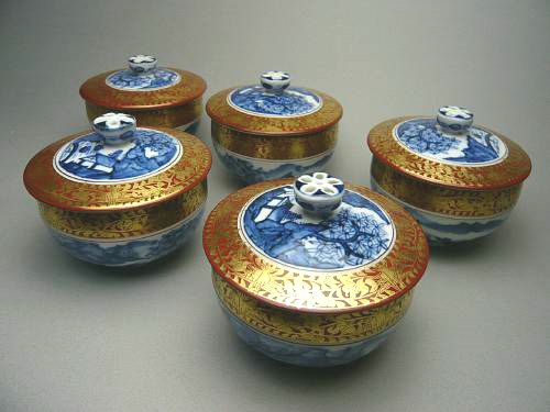 金襴青華山水汲出碗 五座五重 - 京焼清水焼 松韻堂