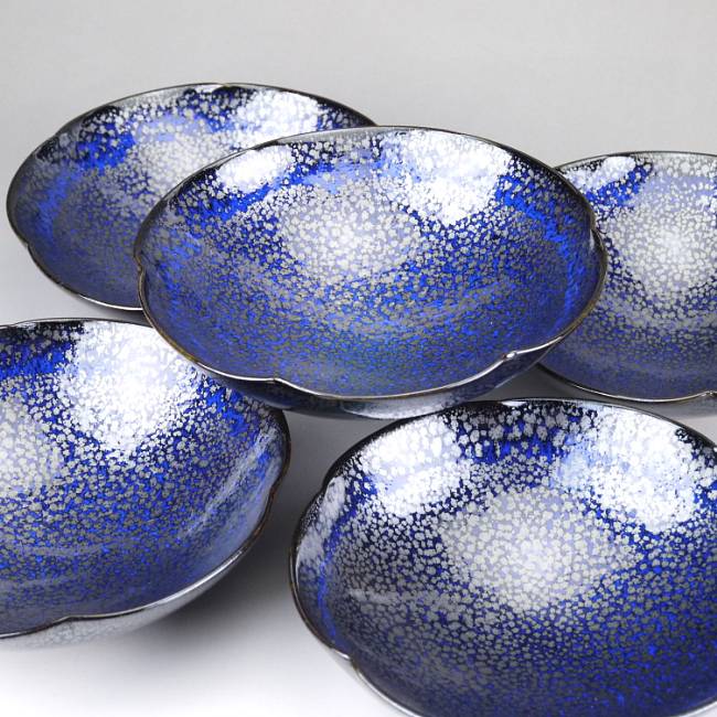 油滴天目輪花鉢揃え 鎌田幸二 - 京焼清水焼 松韻堂