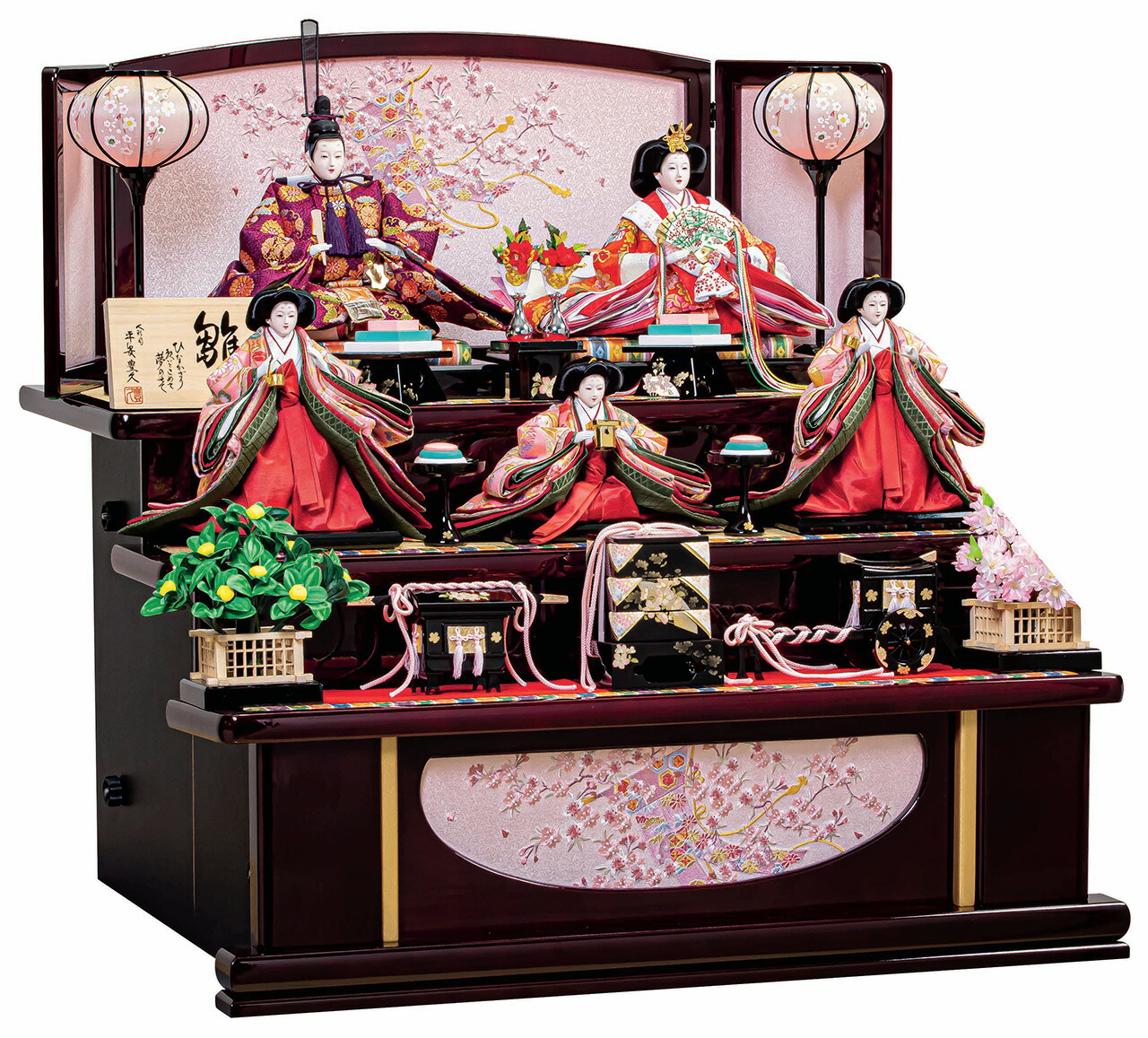 雛人形 三段五人飾りセット【A3563】インターネット店だけ☆限定販売