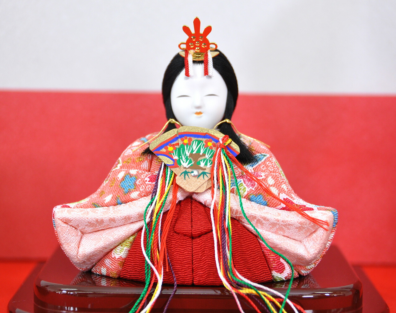 一秀作☆木目込み三段十五人収納飾りセット 【P81418】美しい白桐と桜