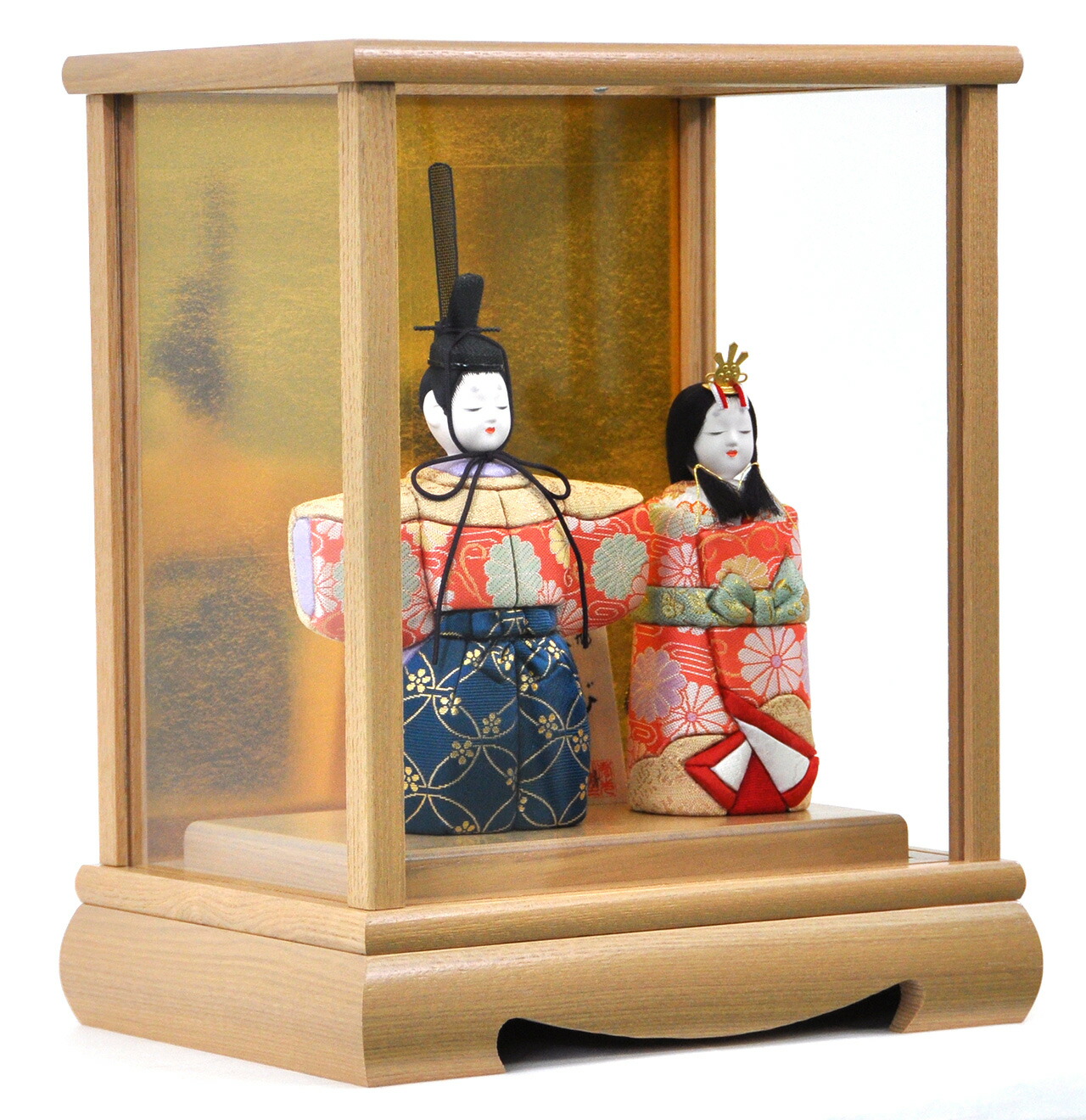 雛人形木目込立雛ケース飾りセット【P81426】 木村一秀作・神雛 白木の