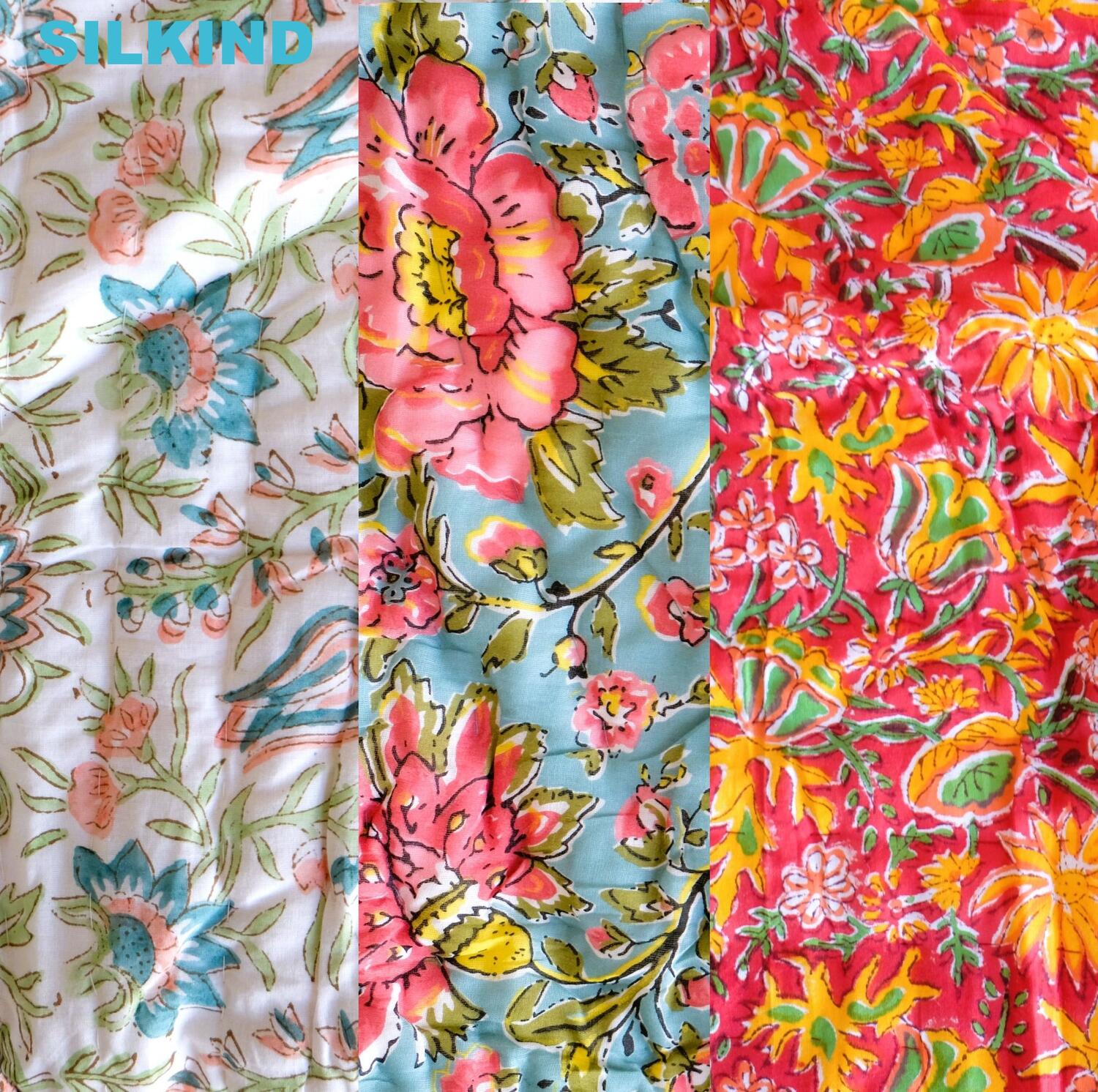 楽天市場】キルト ブランケット インド綿 ブロックプリント シングル