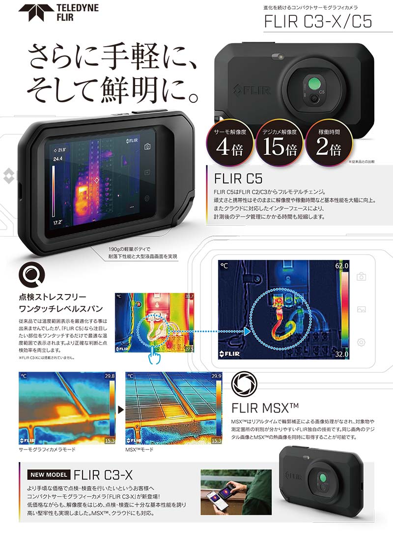 楽天市場】FLIR フリアー コンパクトサーモグラフィカメラ FLIR C3-X