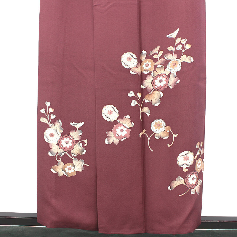 中古】 付下げ 一つ紋 剣片喰 袷 レディース 正絹 灰紫 辻が花 身丈