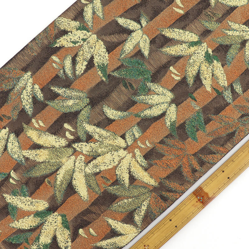 中古】 袋帯 ふくろ帯 リサイクル レディース 正絹 茶金 竹 笹 鱗文様