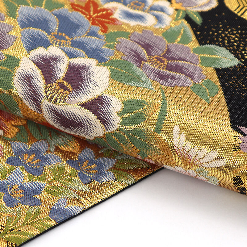 中古】 袋帯 リサイクル フォーマル レディース 正絹 黒 金 牡丹 地紙