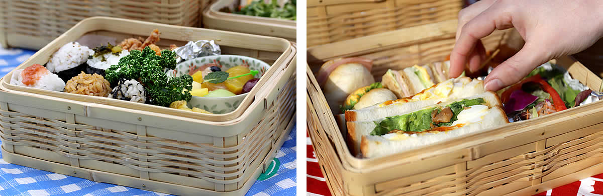 楽天市場】白竹三段ピクニックバスケット 竹 弁当箱 ランチボックス 3