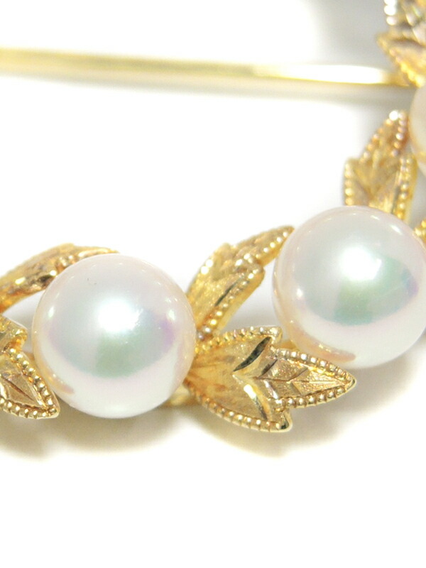 MIKIMOTO】【葉彫り】ミキモト『K18YG ブローチ パール5.7mm』1週間