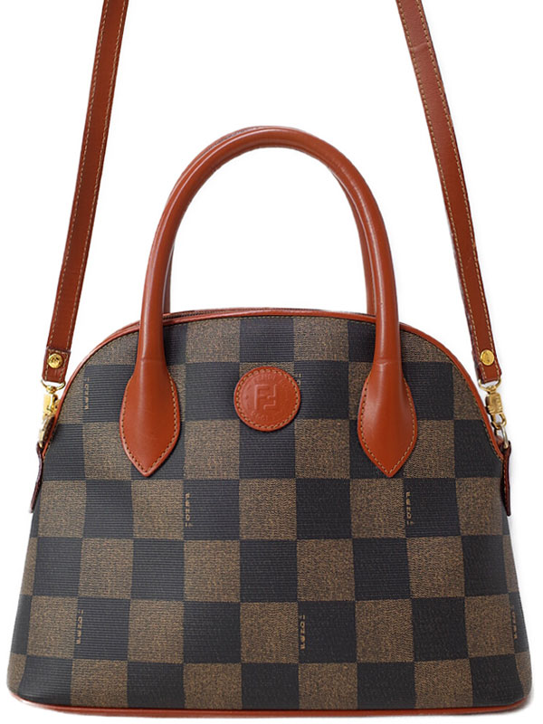 FENDI】【ヴィンテージ】フェンディ『ペカン柄 ブロックチェック 2WAY