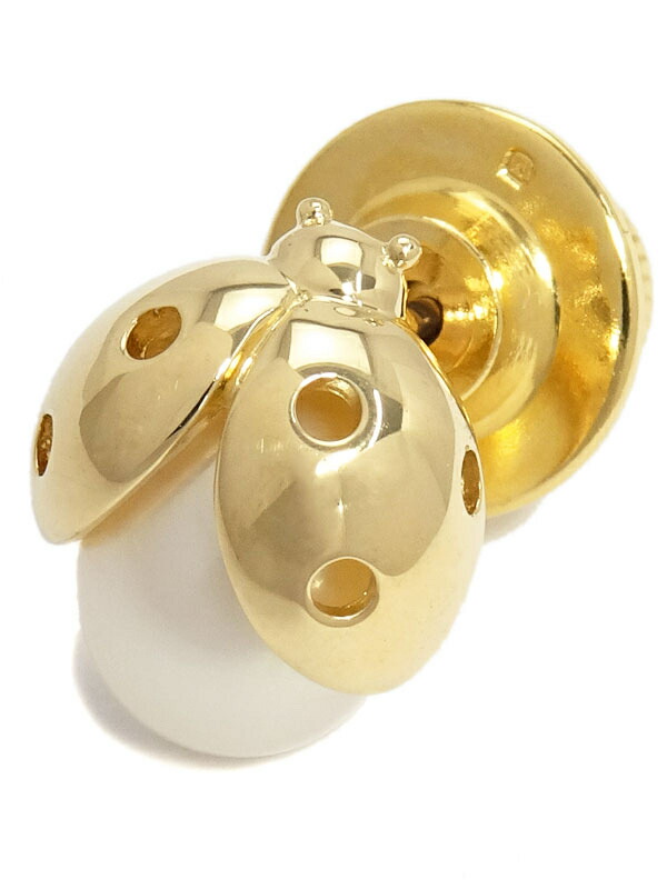 MIKIMOTO】ミキモト『K18YG てんとう虫 ピンブローチ 淡水パール』1