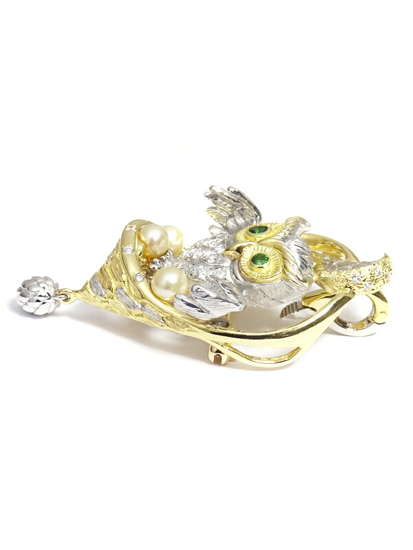 梶光夫】カジミツオ『K18YG/PT900 エマーユ ブローチ/ペンダントトップ