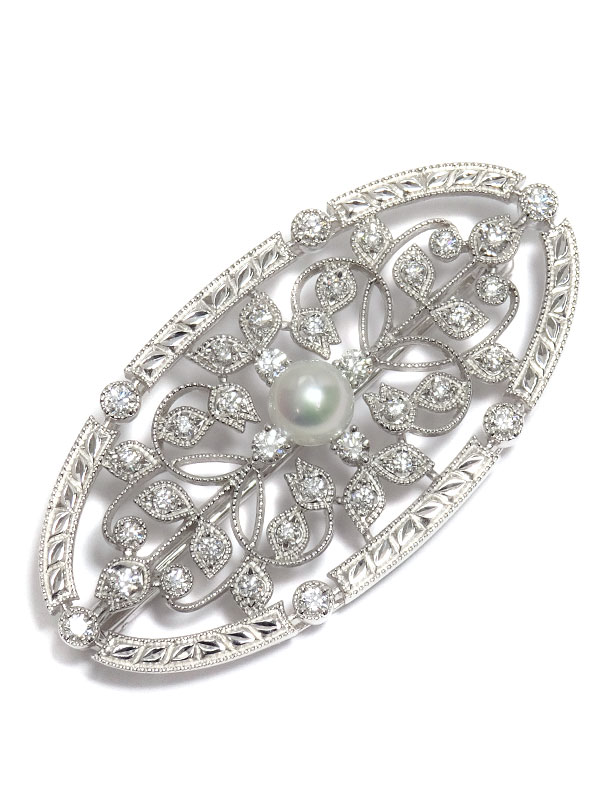 MIKIMOTO】ミキモト『K18WG コルテージュ ブローチ パール5.4mm