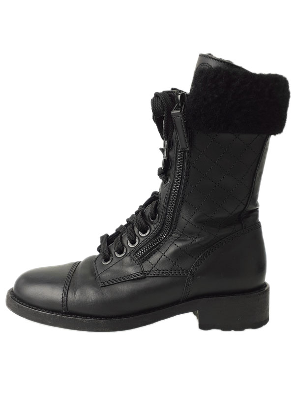 CHANEL】シャネル『ココマーク マトラッセ サイドジップ レースアップ