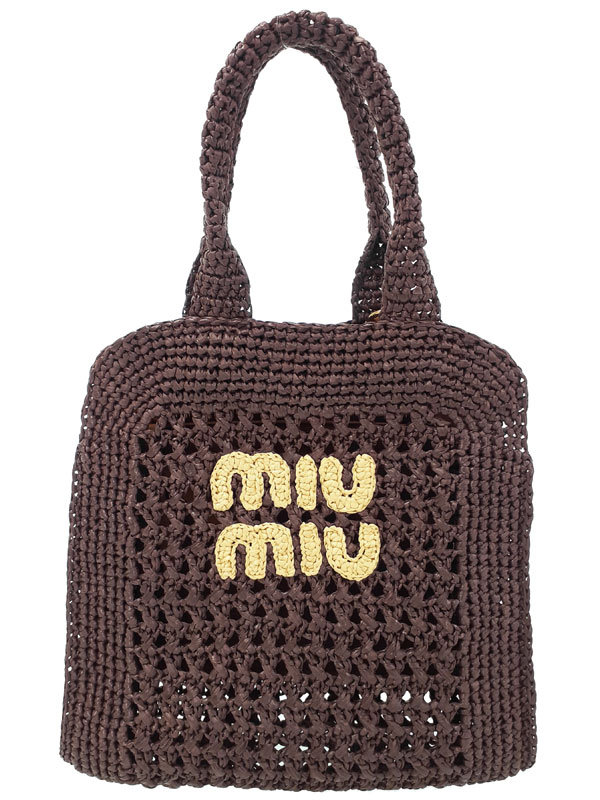 MIU MIU】ミュウミュウ『ラフィア クロシェ ファブリック トートバッグ