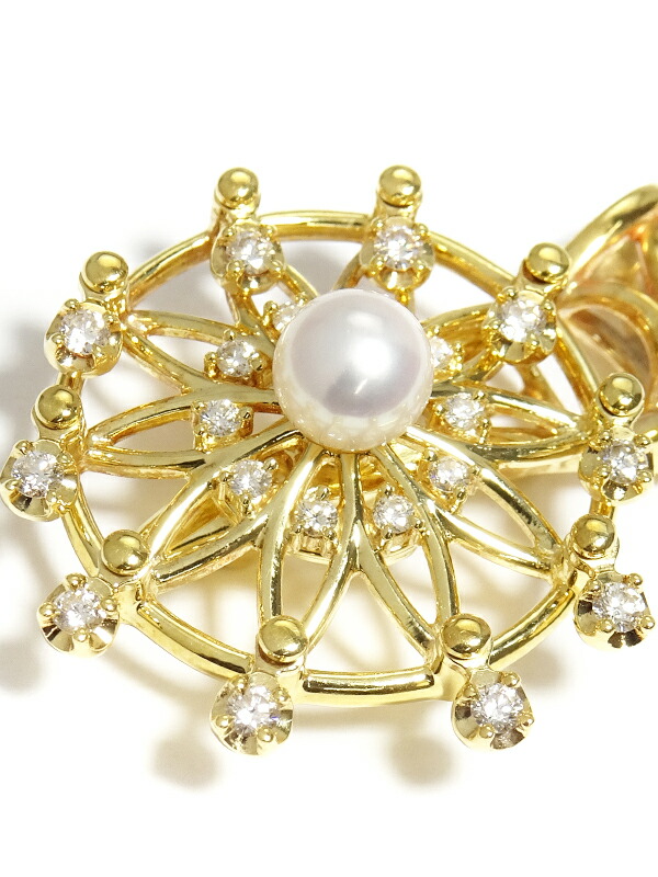 TASAKI】タサキ『K18YG ダイヤモンド0.23ct パール ペンダントトップ