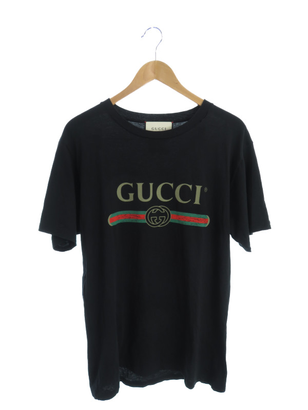 GUCCI】【GUCCIロゴ オーバーサイズコットンTシャツ】【イタリア製