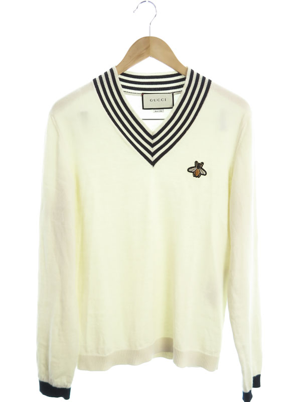 GUCCI】【ビー（ハチ）Vネックウールニット】【イタリア製】【トップス
