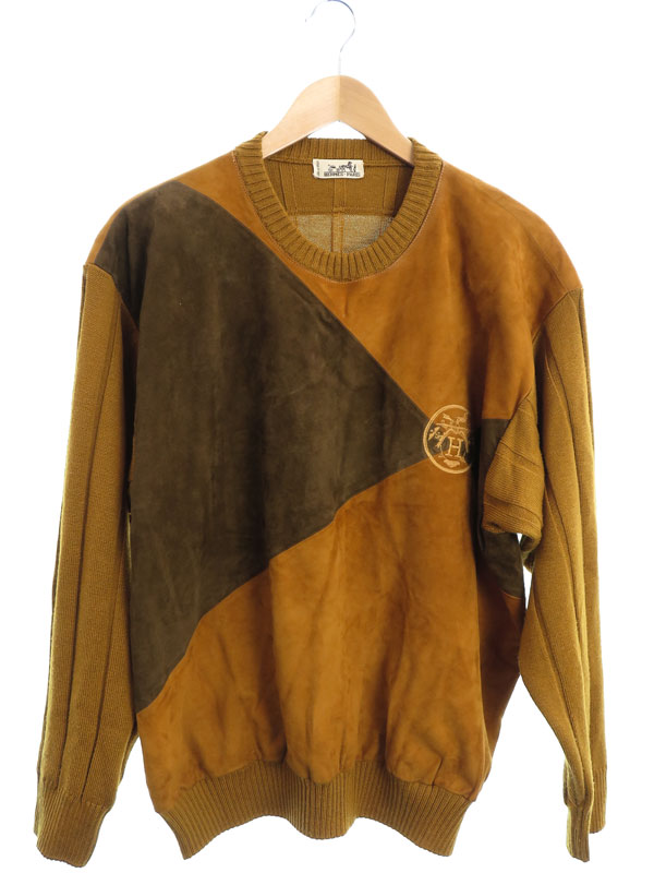 HERMES】【イタリア製】【トップス】エルメス『スエード切替 長袖