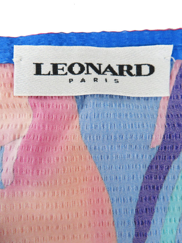 Leonard】【花】【イタリア製】レオナール『七分袖ワンピース size42