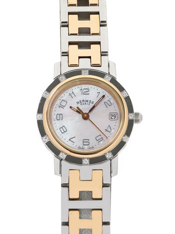 HERMES】エルメス『クリッパー ナクレ 12Pダイヤ』CL4.222 レディース