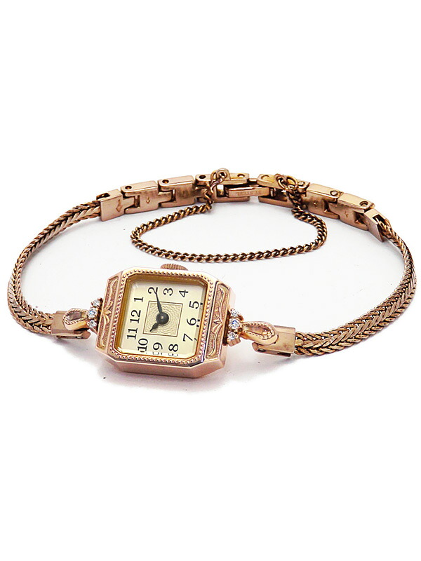 agete】アガット『クラシック スクエアフェイス ウォッチ ダイヤ