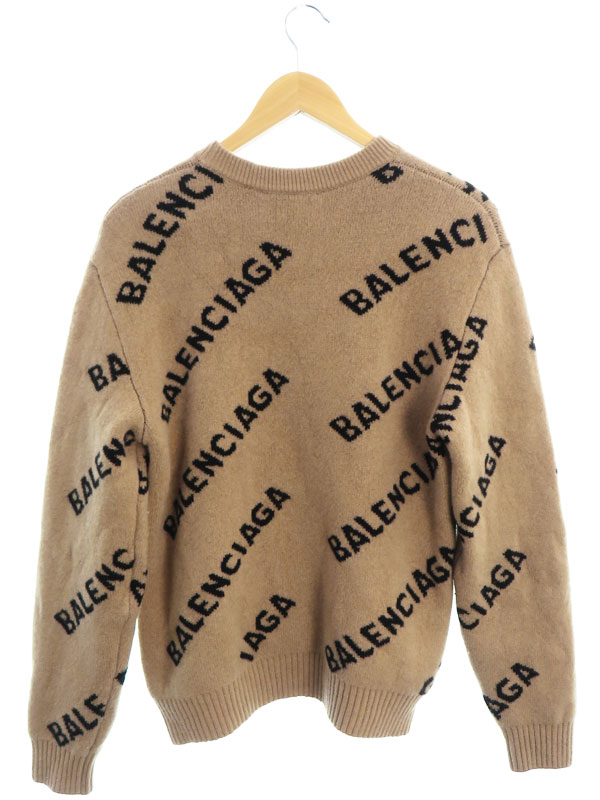 BALENCIAGA】バレンシアガ『ロゴ 総柄 長袖ニット sizeS』648433 T1567